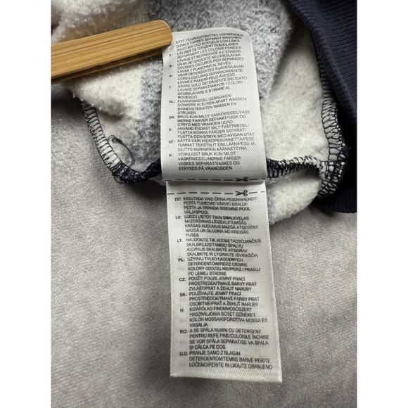 VTG Adidas Hoodie Womens Large Navy White Striped Trefoil Logo Sweatshirt - Picture 12 of 16